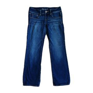 American Eagle Slim Boot Jeans Size 4 Low Rise Stretch Blue Denim Preppy